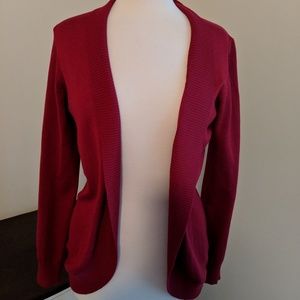 Red open cardigan light sweater Christmas